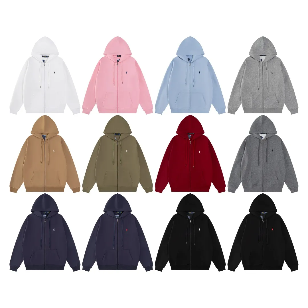 P236 #R95 Ralph Lauren/Ralph Lauren Twelve Color Pony🐎 Embroidered zipper cardigan jacket hooded sweatshirt This hooded sweatshirt is decorated with a simple style that represents Ralph Lauren. It is paired with a pony embroidery pattern, which is three-dimensional and full! The solid color fabric paired with exquisite embroidery instantly sets it off! Hooded sports design, loose and casual fit! The overall texture is very strong! Through the pictures, we can feel the thickness and texture of custom-woven and dyed threads. The workmanship is exquisite. They are shipped from major foreign trade factories. They are all made by masters with many years of experience. Everything is of high standards and requirements! Simple and versatile style ~ super delicate and soft, close to the body without being tied, all fabrics and accessories are original custom-made and of high quality! Perfectly reflects the brand’s sense of superiority! Standard cut, comfortable stretch, unrestricted movement! Highly practical, high-end and classy! Versatile style ~ can be paired with jeans or jogging pants. Ideal for transitioning from your morning commute to weekend events!  Color: Black with red label Black with white label Khaki Navy blue with red label Navy blue with white label White Light gray Dark gray Burgundy Army green Light blue Pink Size: S M L
